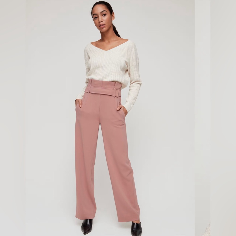 Aritzia Babaton Jermaine Blush Pink Wide leg Business Casual Formal Pant new